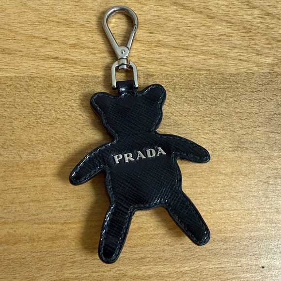 Prada saffiano leather bear bag charm keychain with crystal accents - Picture 2 of 4